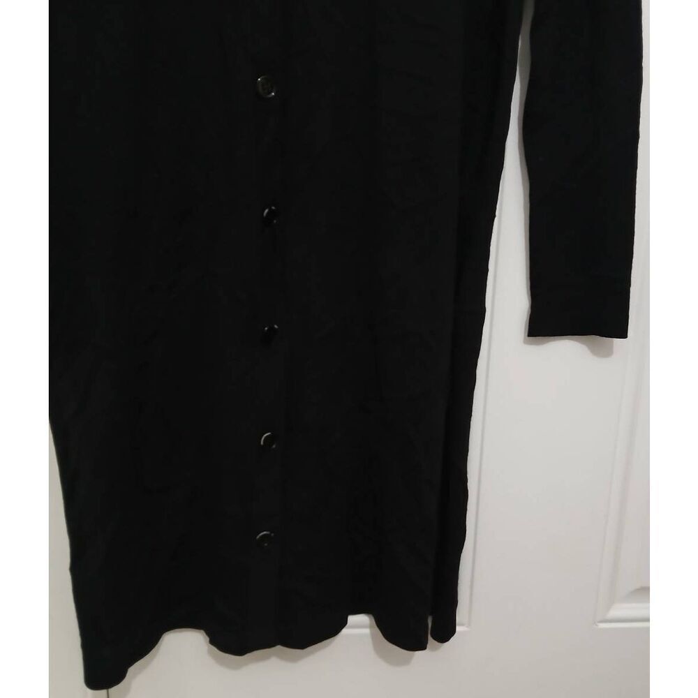 Akris punto womens fine thin merino wool long cardigan sweater black - Picture 3 of 8